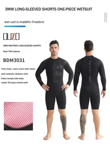 Roupa de borracha short john manga longa 3mm masculino