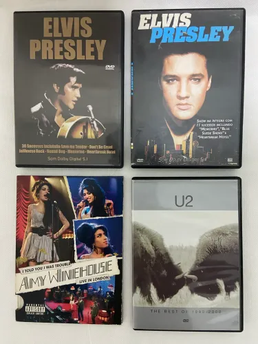 Kit DVDs Shows Musicais Originais - U2, Amy Winehouse e Elvis Presley