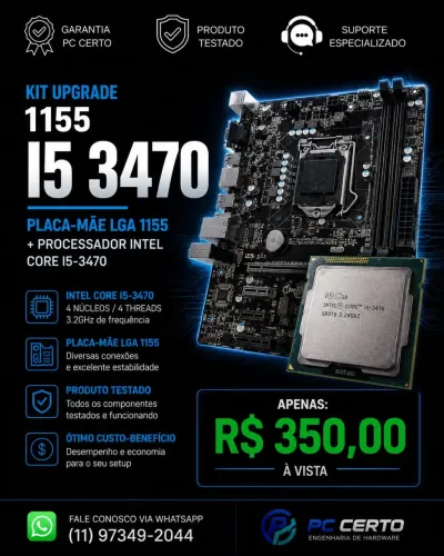 Kit upgrade LGA 1155 | Intel Core i5 - 3470 + Placa mãe 