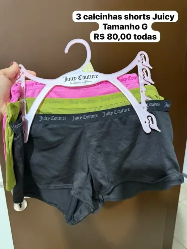 Kit 3 Calcinhas Shorts Juicy Couture - Tamanho G - Novas