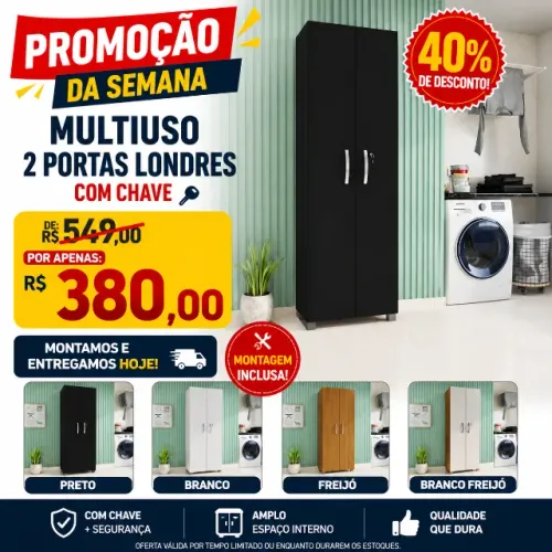 MULTIUSO 2 PORTAS LONDRES COM CHAVE R$: 380,00 MONTAMOS E ENTREGAMOS HOJE