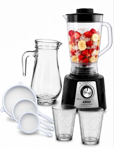 Kit Arno Power Mix 700W Completo - Jarra, 3 Peneiras e Copos