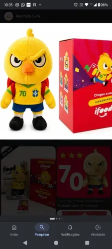 Ifood canarinho seleção pelúcia com mochila - boneco-