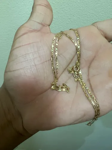 Cordão de ouro 18k piastrine 55cm