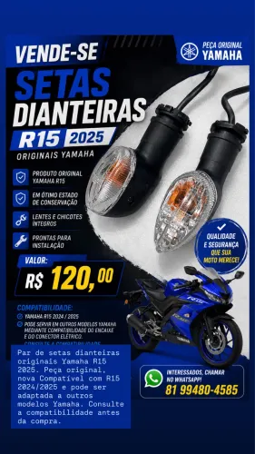 Par de seta dianteira Yamaha R15