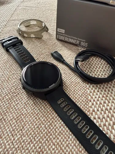 Garmin Forerunner 965 AMOLED Preto - 1 ano - Caixa e Capa - Impecável