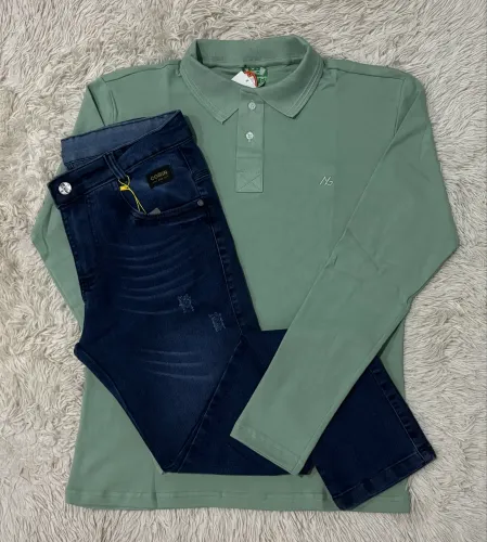 Kit G Camisa Polo e Calça Jeans