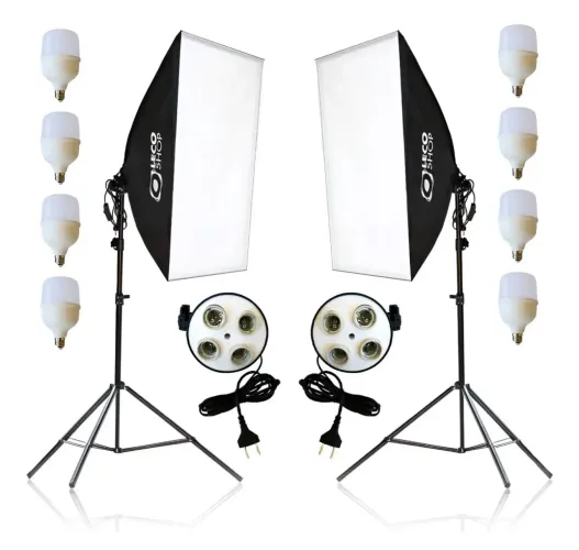Kit softbox quadruplo 50 x 70 + 2 triples de 2 metros