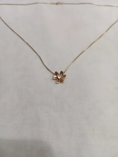 Colar Flor Prata Zircônia