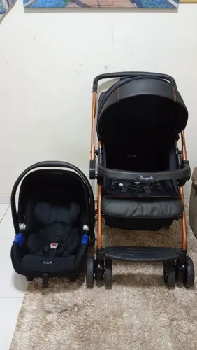 Kit Burigotto Krio carrinho e Bebê conforto preto/bronze 