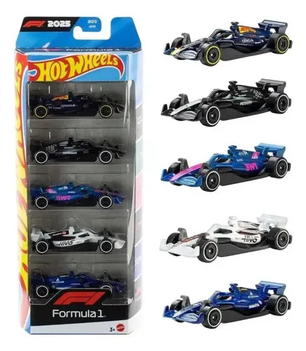 Pack 5 Carrinhos 1:64 Formula 1 Hot Wheels. Original Mattel