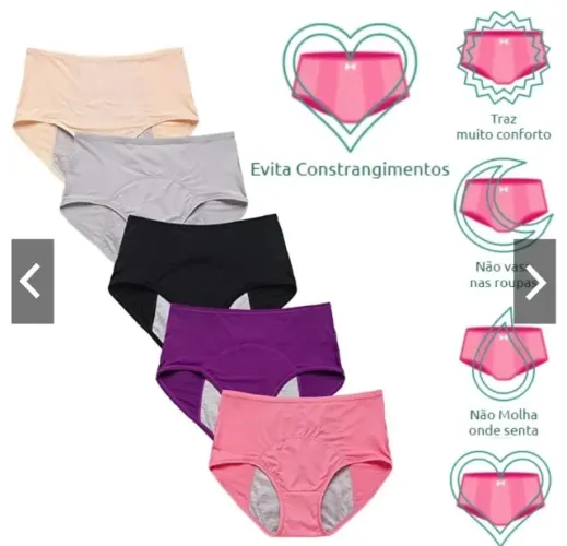 Calcinha Menstrual Absorvente de Algodão Impermeável Calcinha Feminina Fisiológica