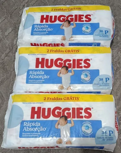 3 Pacotes Lacrados Fralda P Huggies