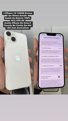 iPhone 14 128GB Branco ( Saúde Da Bateria 100% ) Em Ótimo Estado