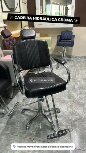 Cadeira Hidráulica Croma para Cabeleireiro Profissional de Salão de Beleza Nova