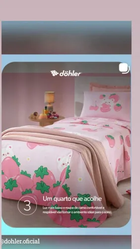 JOGO DE CAMA INFANTIL MORANGOS ? Algodão 130 FIOS <br>