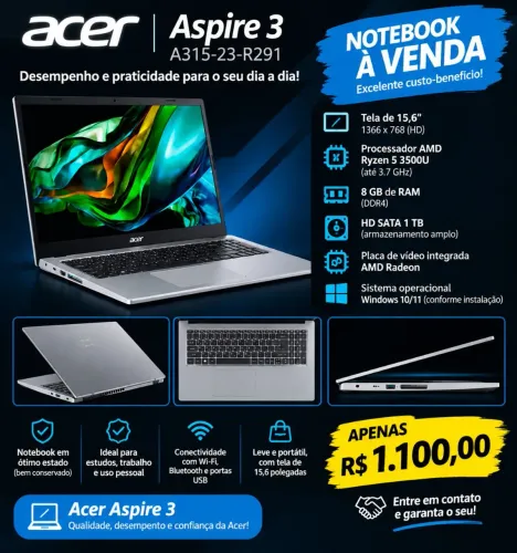 Notebook Acer Aspire 3 A315-23-R291 à venda!