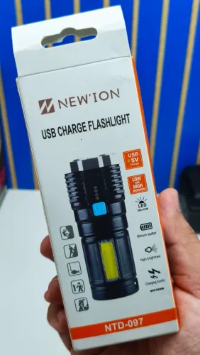 Lanterna Recarregável USB 4 LEDs + COB New?ion NTD-097
