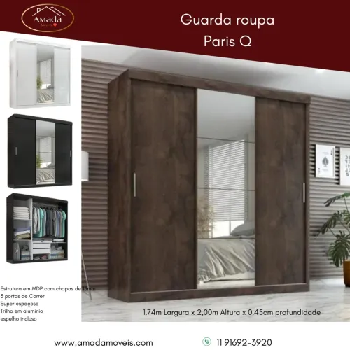 Guarda roupa casal Paris , à pronta entrega