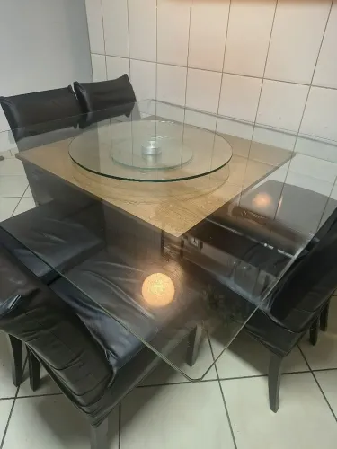 Mesa de Jantar 1.50x1.50m com Prato Giratório + 6 Cadeiras (Sylvia Design) Aceito oferta!
