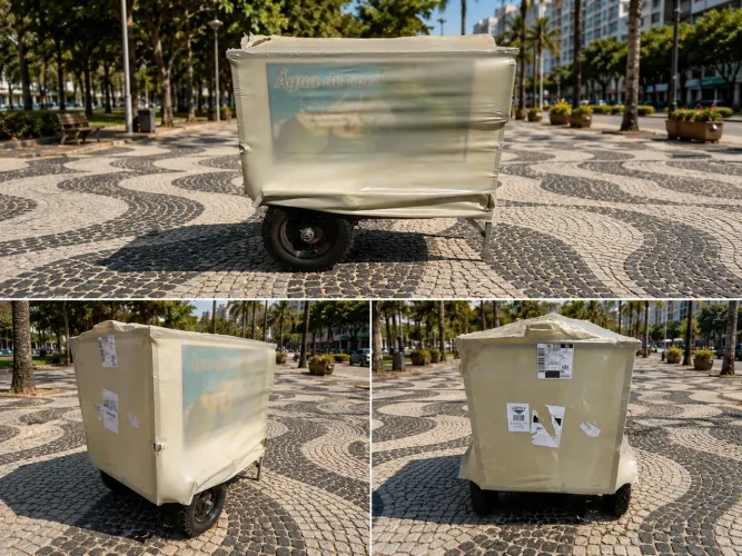 Carrinho de Água de Coco Cefaz Branco e Guarda Sol