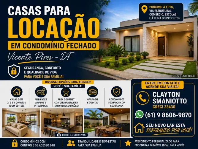 ALUGO CASAS EM CONDOMÍNIO FECHADO EM VICENTE PIRES
