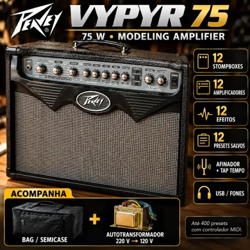 Peavey Vypyr 75W + Bag/Semicase + Autotransformador 220V/120V