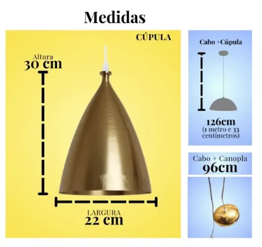 Luminaria Meta Dourada Diam 22 Cm (Usado)