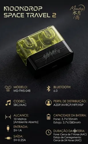 ? Moondrop Space Travel 2 - Fone Bluetooth (Novo / Pronta Entrega)