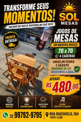 MESAS E CADEIRAS ANGELIM PEDRA E GARAPA