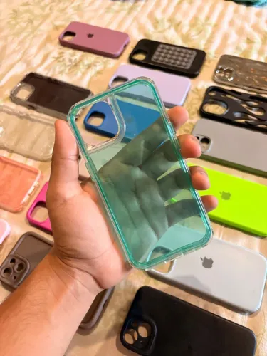 Capinha IPhone 13/14 Transparente Azul Turquesa Anti-Impacto