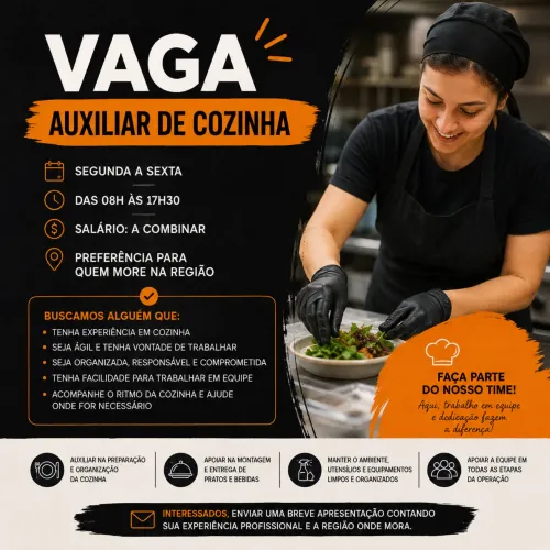 Auxiliar de Cozinha com experiência-Pinhais