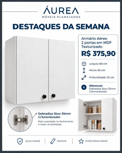 Armário aéreo 2 portas multiuso