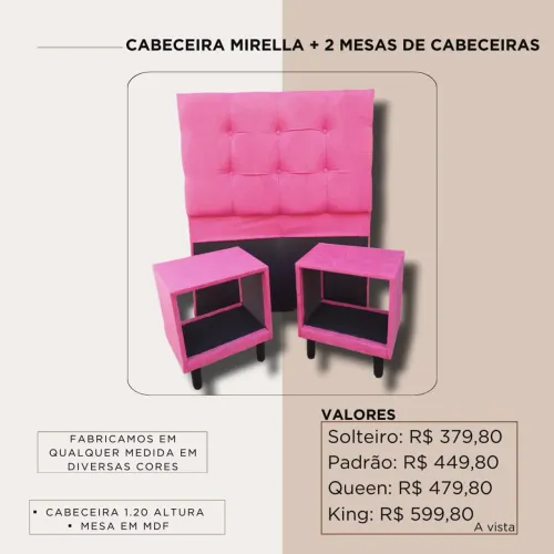 Kit cabeceira + 2 mesinhas, aproveite!!!