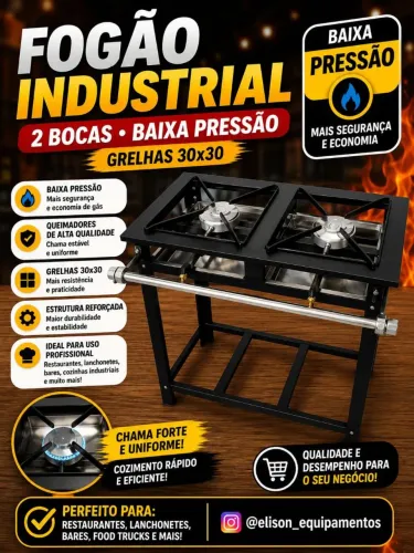 Fogão industrial 2 bocas baixa pressão
