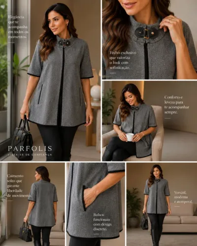 Poncho parfois cinza único