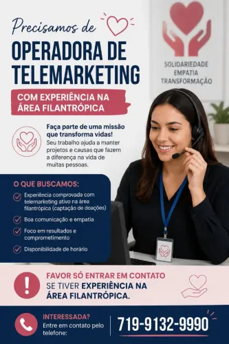 Precisa-se de operadora de Telemarketing
