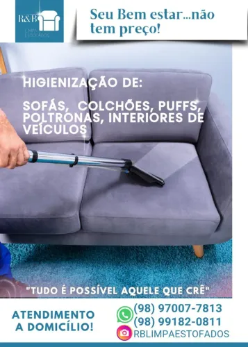 Limpeza de sofás, colchão, estofados.
