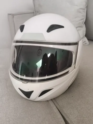 Capacete Articulado Escamoteável (Robocop) Branco - Tamanho [60]"