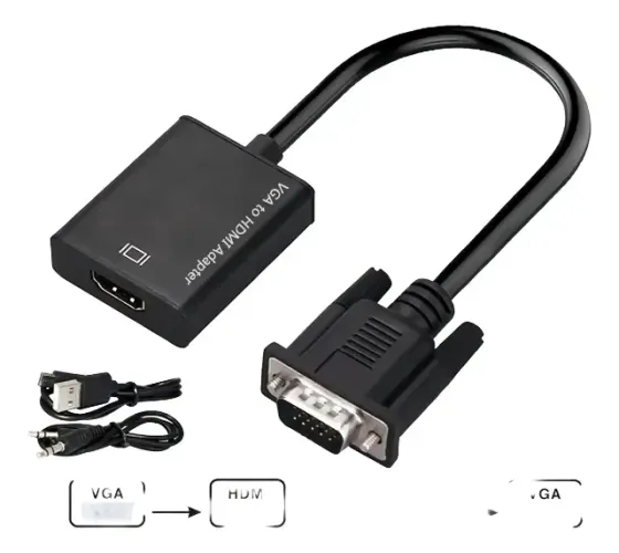 Conversor de Vídeo VGA para HDMI com Áudio P2 e Saída em Full HD 1080p - Ideal para PCs e