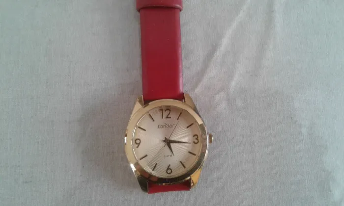 Relógio Condor Pulseira Couro Vermelho