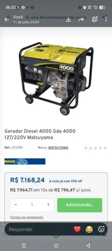 Gerador Diesel Matsuyama 4000W Novo na Caixa com Nota Fiscal - R$ 3.500