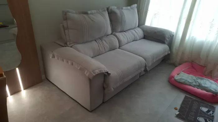 Vendo Sofá Retrátil Reclinável 2,30m Nivus Cinza c/ Molas Ensacadas