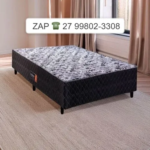 -Cama Box Casal 138cm Acoplado Black