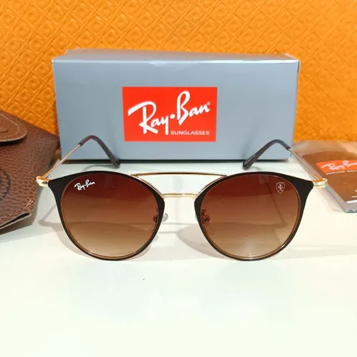Óculos de sol Ray ban Round bridge marrom degradê unissex novo
