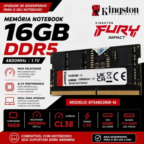 Memória ddr5 notebook 16gbs