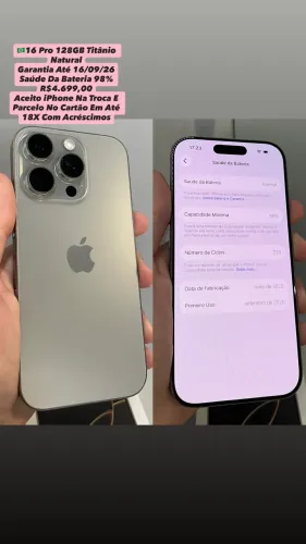 iPhone 16 Pro 128GB Titânio Natural ( Garantia Até 16/09/26 ) Usado