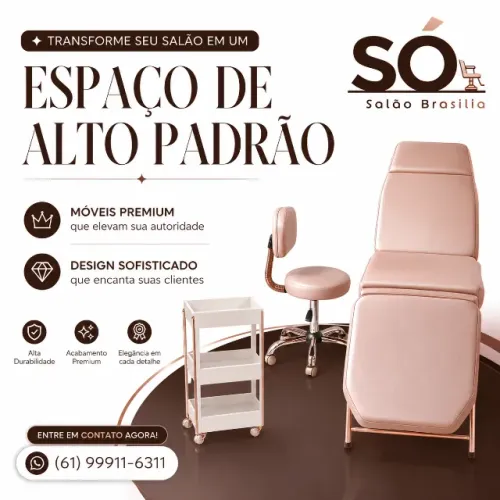 Maca para Estética Premium + Mocho e Carrinho Auxiliar | Móveis para Salão de Beleza