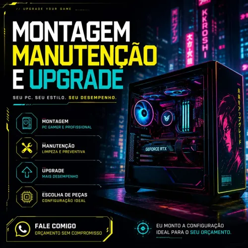 TÉCNICO DE INFORMÁTICA ESPECIALIZADO EM PCs GAMER. MONTAGEM, MANUTENÇÃO E UPGRADE