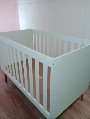 BERÇO AMERICANO BRANCO LUDI RETRÔ 2 EM 1 BERÇO E CAMA (MARCA CAROLINA BABY) + COLCHÃO